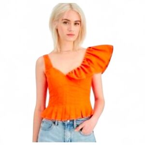 NWT BARDOT X REVOLVE Orange Kaylana Poplin Top - Large